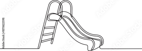 Kids slide playground.one line vector illustration with out background