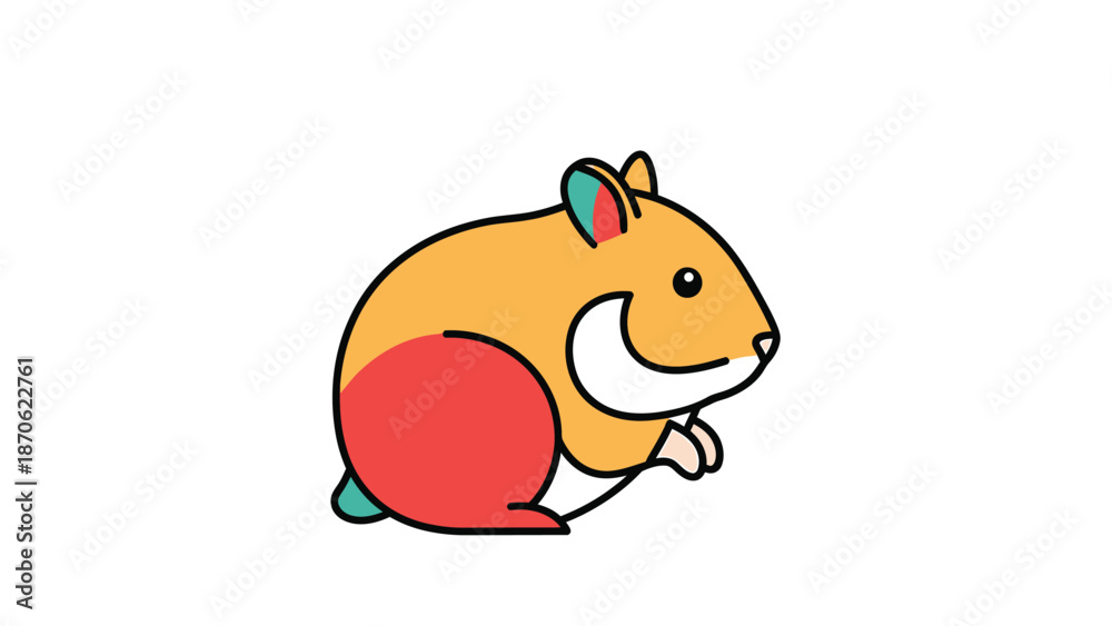 Fototapeta premium Cute cartoon hamster with orange fur and a playful expression.