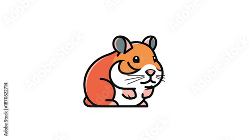 Cute cartoon hamster illustration with orange and white fur, adorable pet.