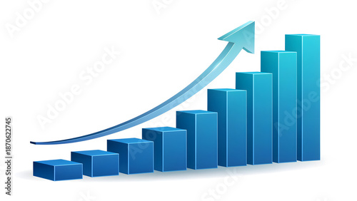 Free Download Ascending Blue Blocks Representing Growth and Positive Trend Over Time - GFXLoad