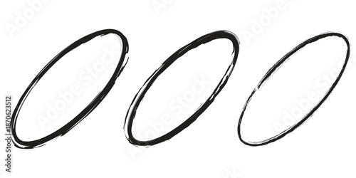 vector illustration of a black and white symbol of oval wqith brush style