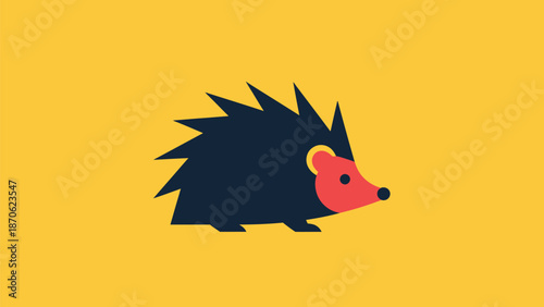 Cute hedgehog illustration with sharp spikes and a charming appearance on yellow background.