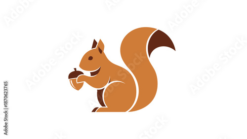 Cute squirrel holding an acorn, a charming illustration of nature and wildlife.