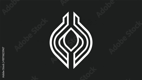 Abstract geometric logo design featuring a stylized onion shape with intricate lines.