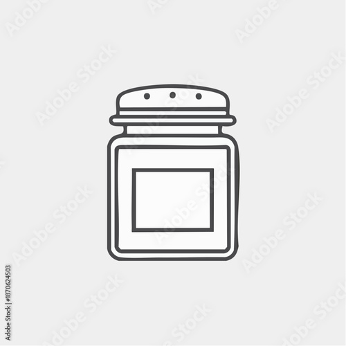 Simple black and white illustration of a salt shaker against a soft background