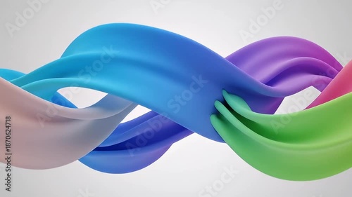 Colorful 3D Twisted Gradient Ribbon Flow Seamless Loop