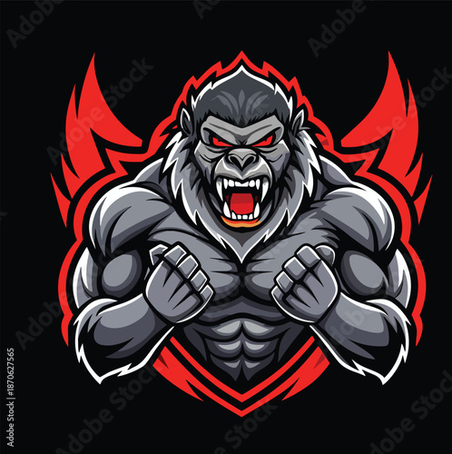 design logo vector icon illustration mascot e sports gorilla muscular