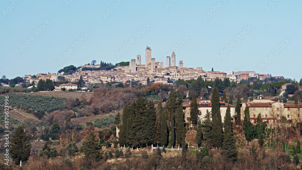 Fototapeta premium Panoramic view of Saint Gimignano, Tuscany, Italy, Europe