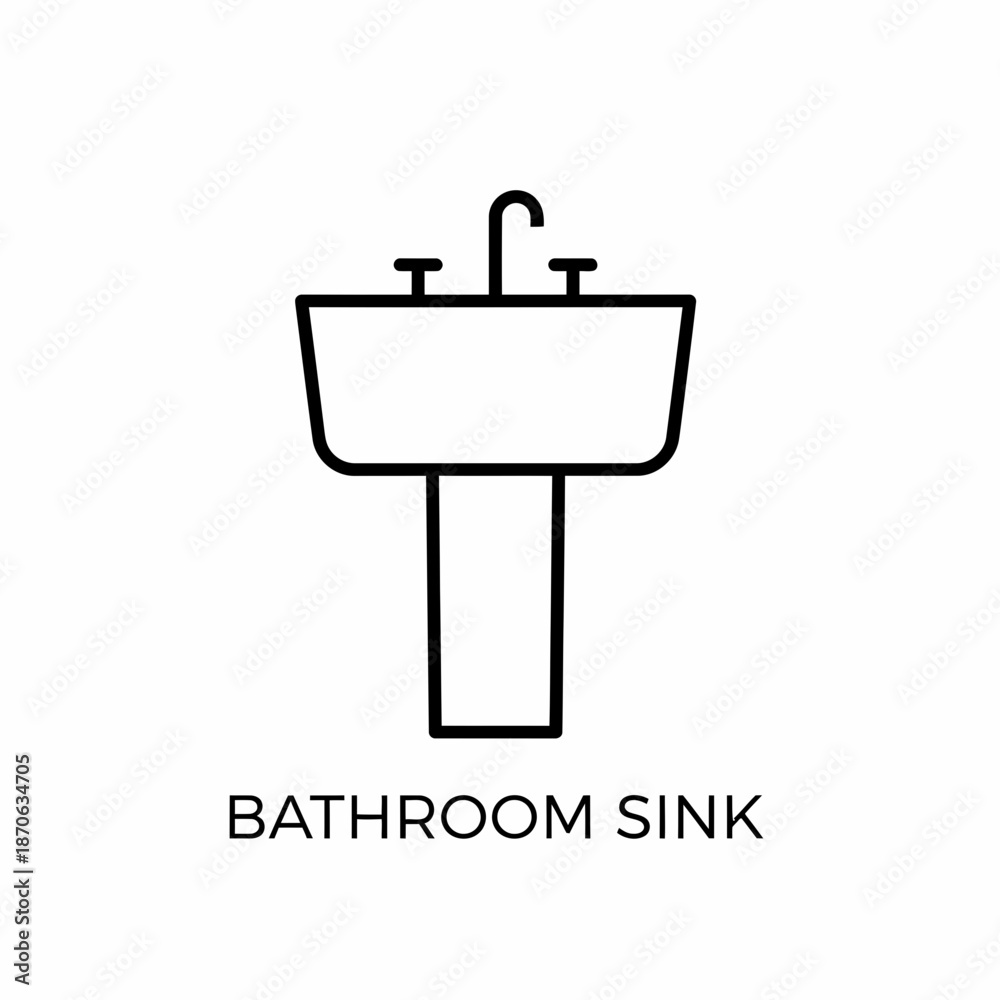 Obraz premium Simple black icon of a bathroom sink on a white background viewed from the front