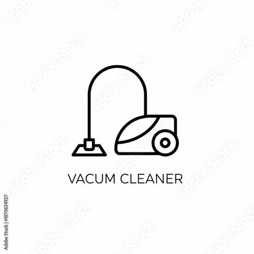 Simple line icon of a vacuum cleaner in action, showcasing cleaning technology, household chores, and domestic appliances in a minimalist style