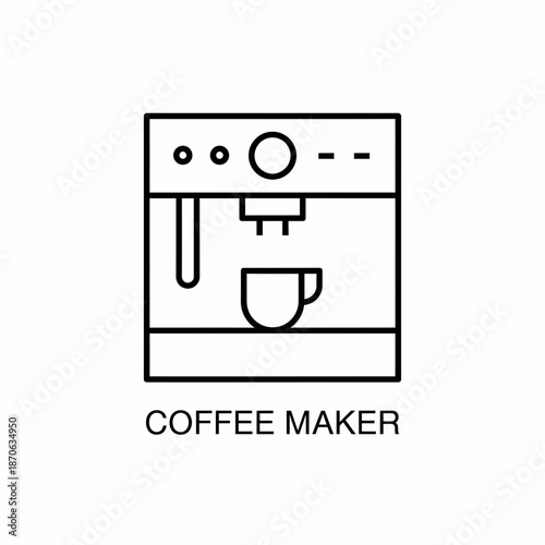 Simple black and white icon of a coffee maker on a clean background