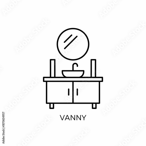 Minimalist bathroom vanity icon with simple sink and mirror illustration