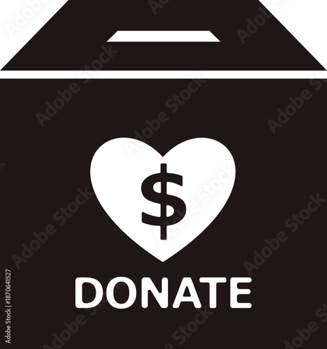 募金箱　黒　アイコン