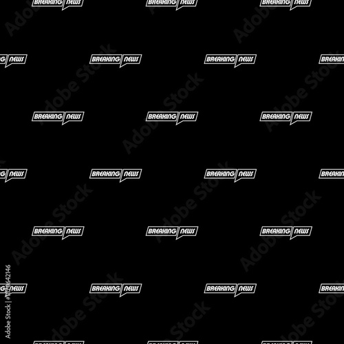 Breaking news seamless pattern isolated on black background