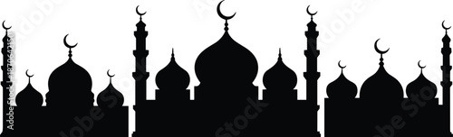 Islamic mosque silhouettes on white background