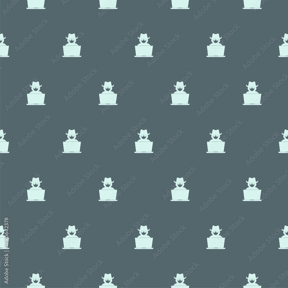 Fototapeta premium Computer hacker with laptop pattern seamless isolated on color background