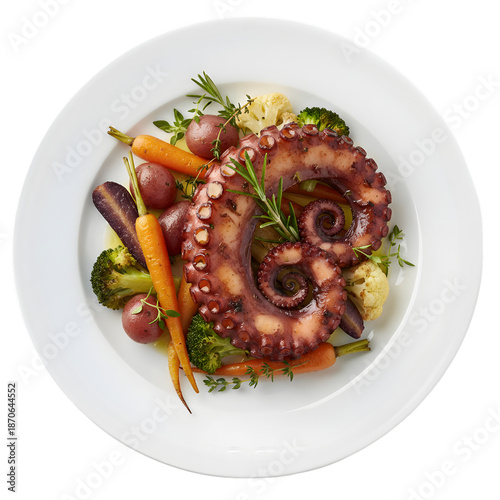 Grilled octopus with roasted vegetables
