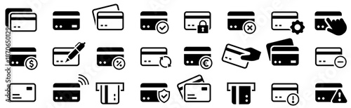Credit Card Icons. Payment symbol. Editable stroke. Vector illustration