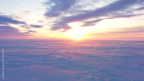 Sunset in the winter tundra