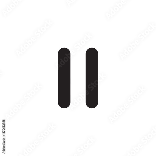 Minimalist two-bar pause icon design on white background with bold vertical bars.