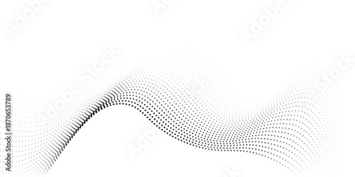 Flowing dots particles nice wave pattern halftone black gradient transparant liquid old