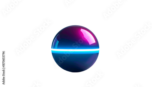 Free Download Shiny, gradient-colored sphere with a glowing horizontal line against black - GFXLoad