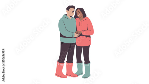 Couple Embrace: A loving couple, stands shoulder-to-shoulder, their hands clasped in a gesture of unity, showcasing a connection built on mutual respect.