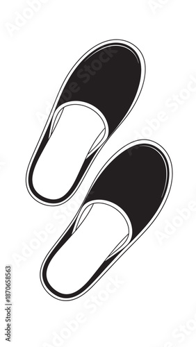 Pair of black and white slip-on shoes viewed from above, showcasing simple casual footwear design.