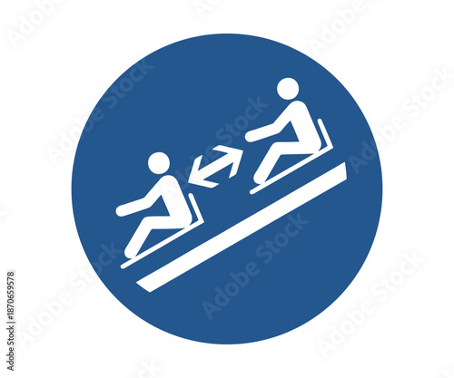 ISO 7010 M052 Keep distance between toboggans sign vector design and illustration. 


