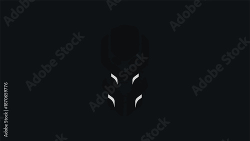 Abstract minimalist design featuring a dark silhouette with white accents, artistic and modern.