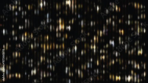A dynamic abstract background featuring vertical light streaks in gold, beige, and blue tones, with sparkling white particles.