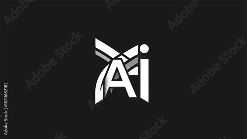 Modern AI Logo Design - Innovative Technology and Artificial Intelligence.