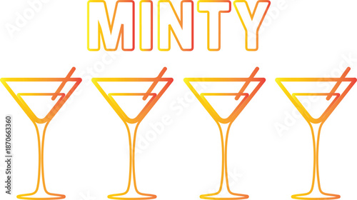 Four martini glasses, each filled with a green liquid. Each glass is uniquely designed