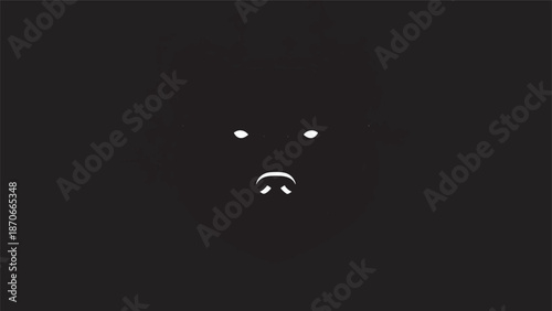 Mysterious glowing eyes and nose in the darkness, a haunting presence.