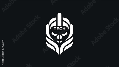 Intriguing skull emblem with TECH inscription, representing technology and innovation.
