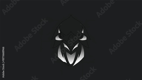 Mysterious silhouette of a horned creature, dark and ominous, captivating design.