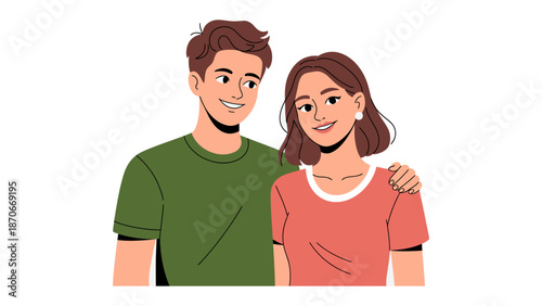 Affectionate Bond: A couple is depicted in a moment of tender affection, embodying companionship and harmony. 