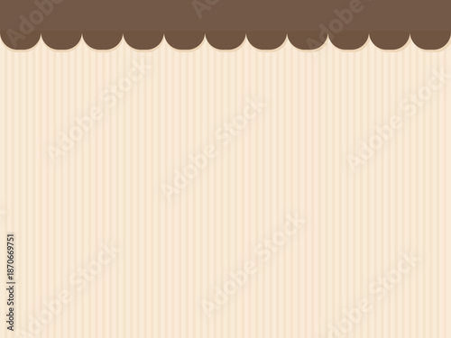 カフェ風テントの屋根・オーニング付き背景素材｜ベージュのストライプ柄シンプルデザイン