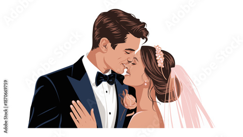 Eternal Kiss: A tender moment of pure romance, as a loving couple shares an intimate kiss, symbolizing the beginning of a lifelong journey filled with love and commitment.