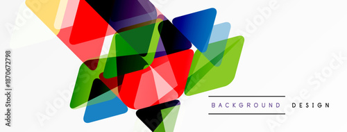 Abstract colorful triangles overlap, creating dynamic visual effect. Bright hues blend, forming modern background design.