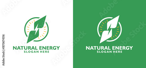 Vector logo combining agriculture and natural energy for sustainable businesses. Ideal for eco-friendly businesses in the agriculture and energy sectors.