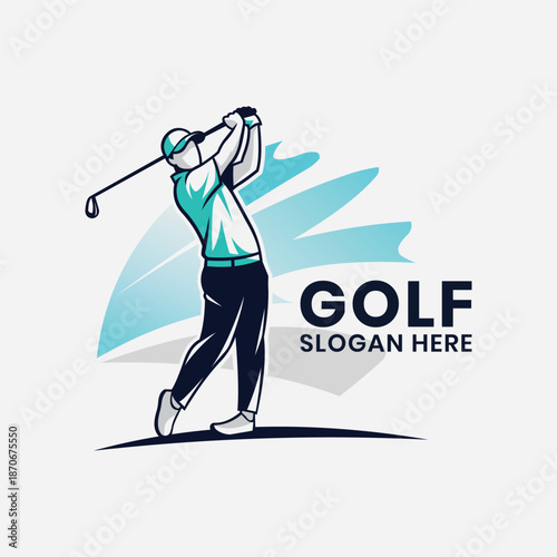 Professional Flat Golf Logo Design Incorporating Minimalist Sports Elements, Golf Swing Iconography, Club Symbolism, and Editable Vector File Ideal for Marketing