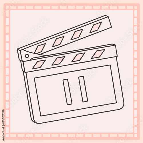 Movie slate graphic shows a pause symbol indicating a temporary stoppage in the filming or playback process.