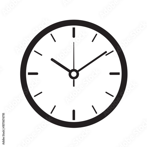 Minimal round clock icon showing time for design and branding purposes with clean, modern lines.