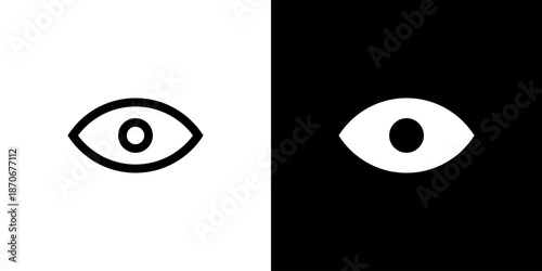 Eye icon concept with flat Black White Background. Vector illustration.