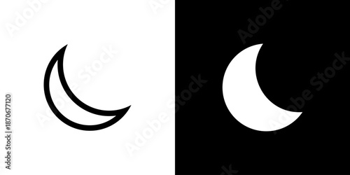 Night Mode icon concept with flat Black White Background. Vector illustration.