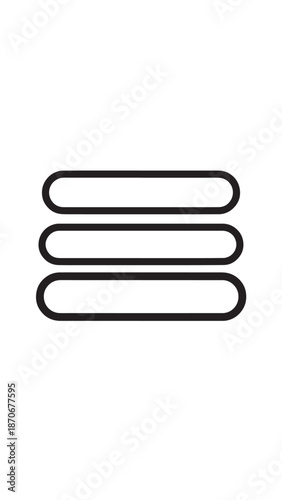 Abstract three stacked rounded bars icon representing layers, balance, and clean geometric design.