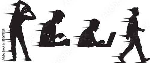 Silhouettes of people in various work settings daily