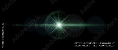 Colorful glowing lens flare with bright burst, smooth reflection, and flying light particles. Great for photo overlays, motion design, and bright effects.