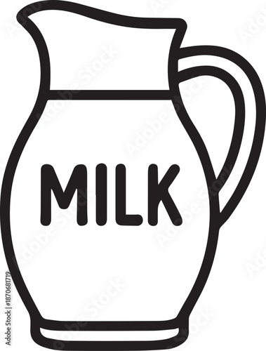 A minimalistic line art of milk pitcher. the milk pitcher is simple and the picture captures the essence of fresh dairy in its visual simplicity.